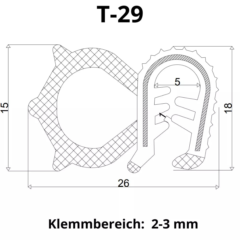 Scheibengummi Fenstergummi Dichtprofil Dichtung Kantenschutzprofil Traktor T-29