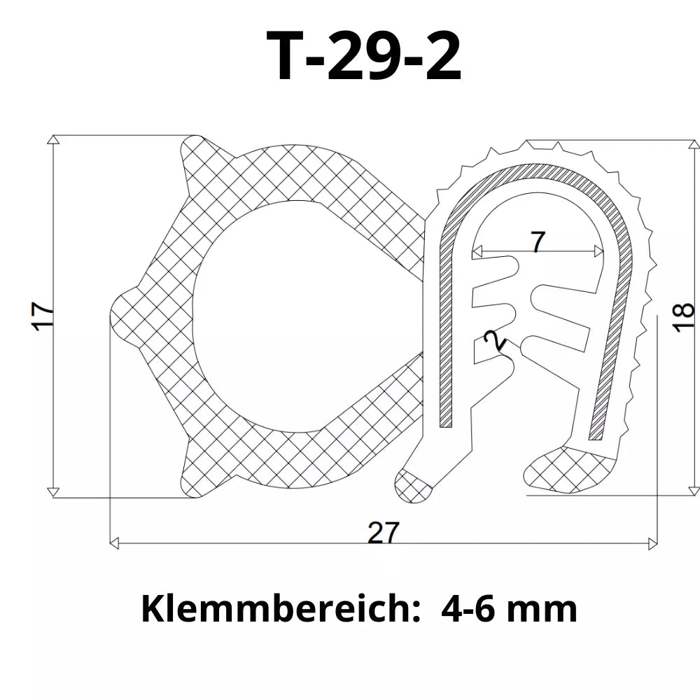Scheibengummi Fenstergummi Dichtprofil Dichtung Kantenschutzprofil Traktor T-29